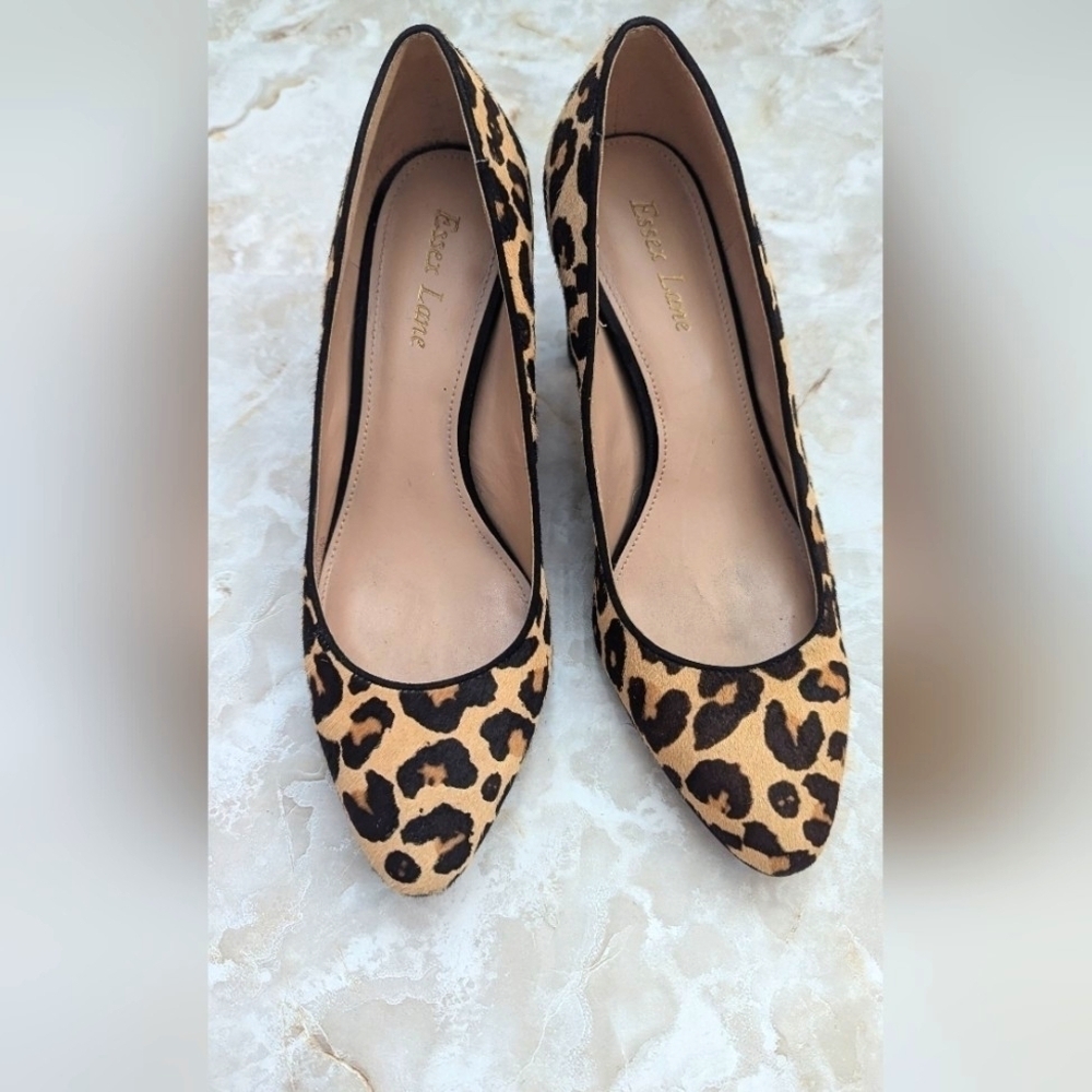Essex Lane Womans Leopard Print Made With Cow Hair High Heel 7.5 M